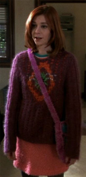 Willow in a fuzzy purple sweater