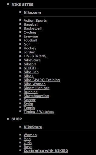 Nike: As It Appears to Googlebot