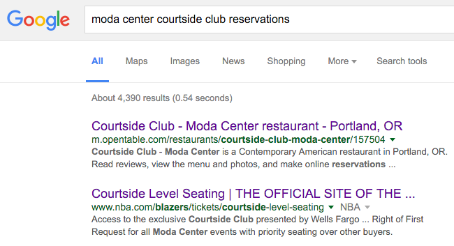 Moda Center Courtside Club