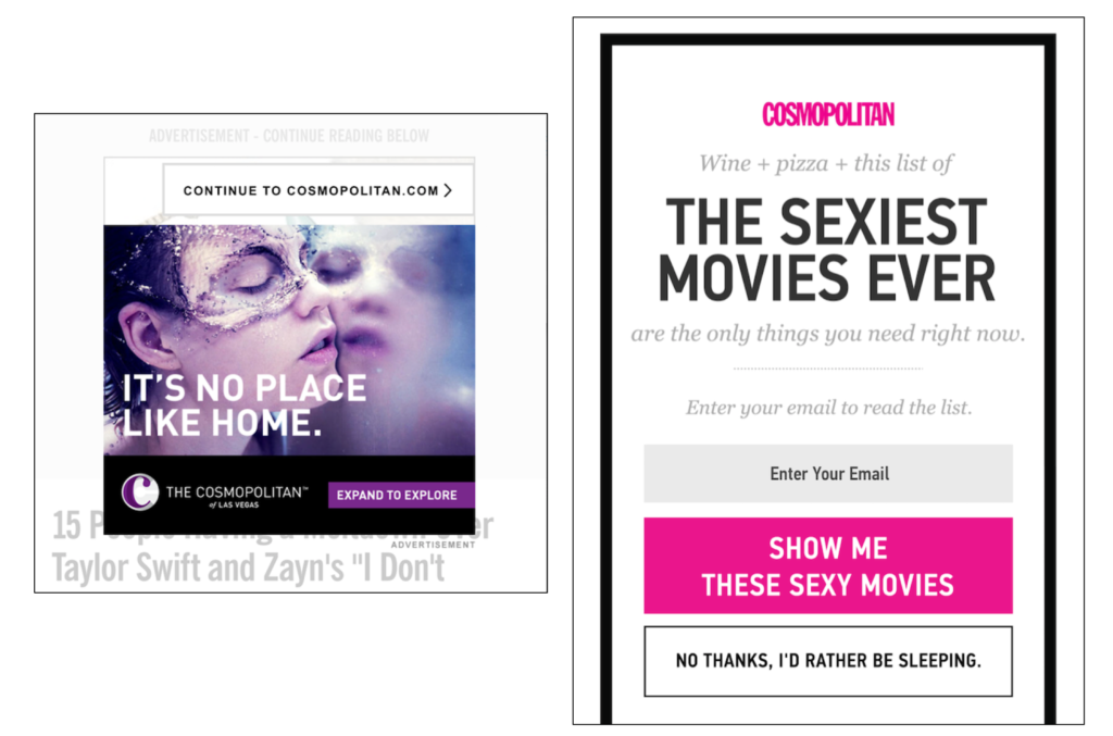 ad and email overlays
