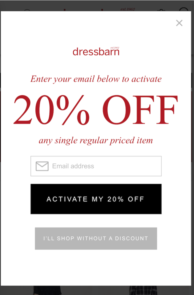 email popup