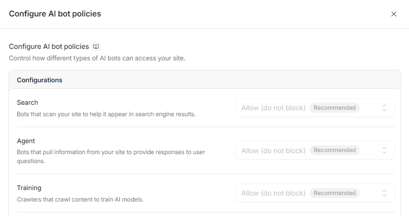 cloudflare ai bot settings